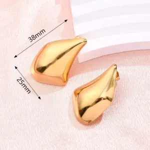 Special-Shaped Glossy Earrings (Gold) / 38x25mm (Needle Thickness: 0.5mm) / 1 Pair/Package