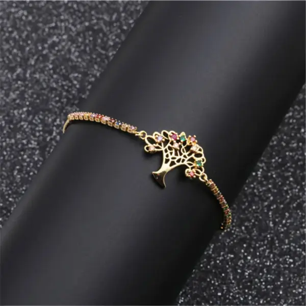 Fashion Jewelry Copper Micro-set Zirconium Life Tree Adjustable Bracelet Wholesale Nihaojewelry