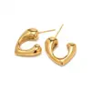 Wholesale 1 Pair Vintage Style Simple Style Classic Style Heart Shape 304 Stainless Steel 18K Gold Plated Stainless Steel Earrings