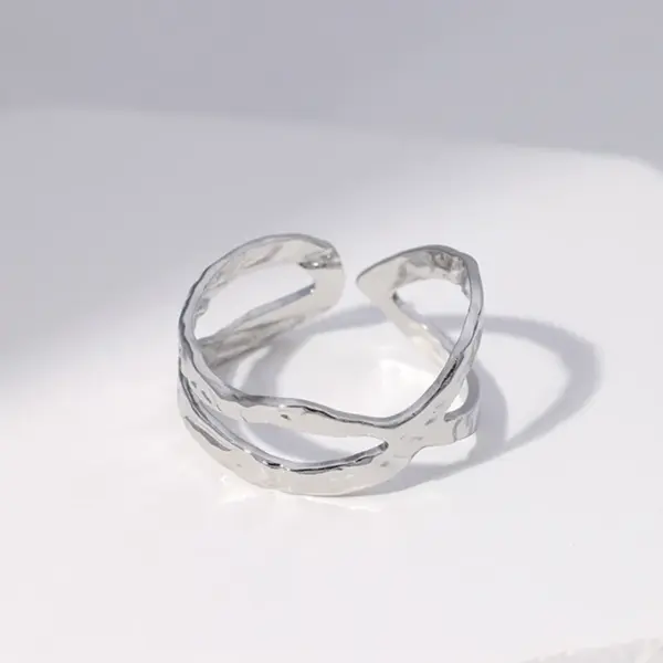 Wholesale PVD Coated Real Gold Plated Irregular Stainless Steel Fashion Waterproof Non Tarnish Open Ring