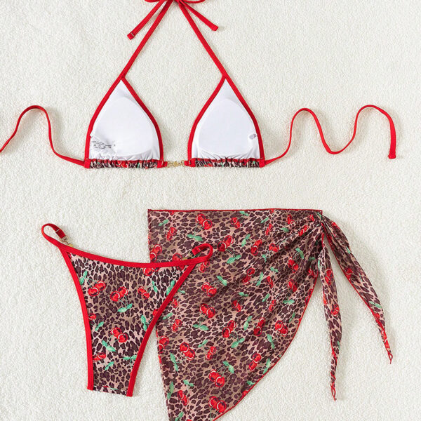 oly-d2e8ee5891a107f096bbc6b337d47dcf Wholesale 2025 European and American Bikini Swimsuit Three-Piece Cross-Border Amazon Gauze Skirt Sexy Printed Bikini Swimsuit for Women