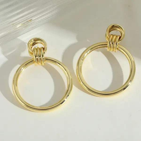 Wholesale 1 Pair Elegant Retro Exaggerated Geometric Circle 304 Stainless Steel Copper 18K Gold Plated Ear Studs