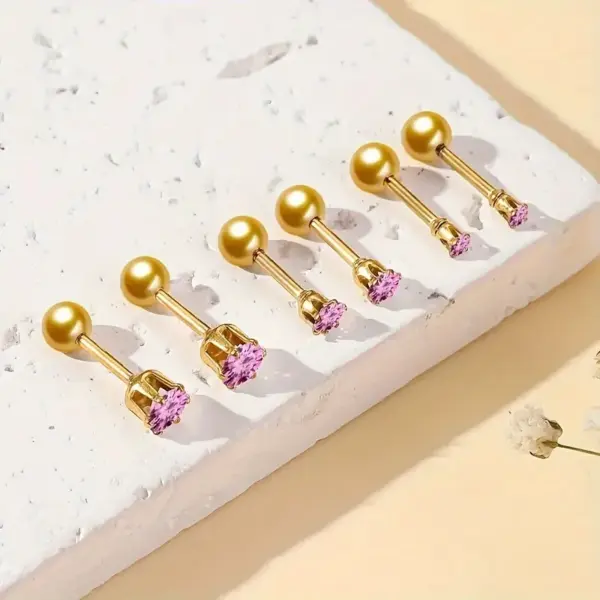 Wholesale 3 Pairs Simple Style Classic Style Geometric 304 Stainless Steel 18K Gold Plated Cartilage Earrings