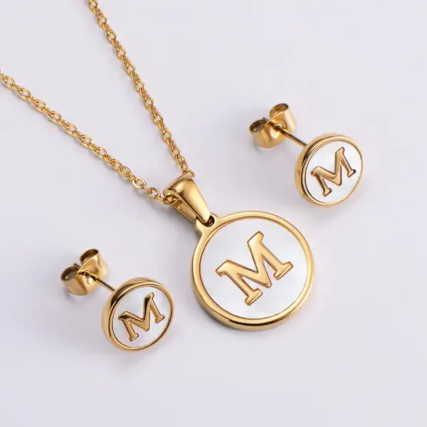 Wholesale PVD Coated 18K Gold Plated Letter Stainless Steel Simple Style Waterproof Non Tarnish