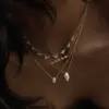 Wholesale Elegant Romantic Water Droplets Horse Eye Copper Plating Inlay Zircon 18k Gold Plated Pendant Necklace