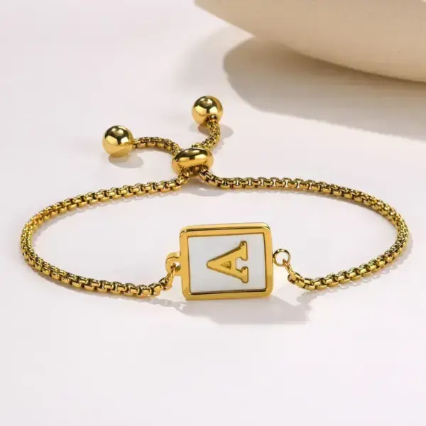 Wholesale Preppy Style Simple Style Classic Style Letter 201 Stainless Steel 18K Gold Plated Shell Bracelets In Bulk