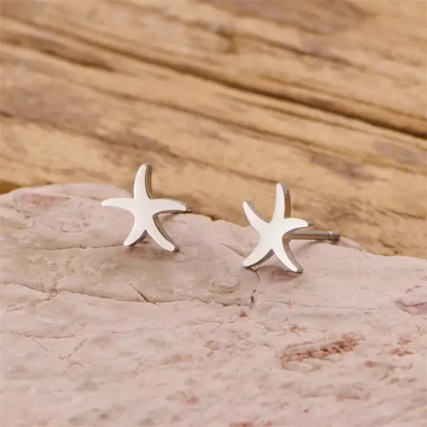 Wholesale PVD Coated 18K Gold Real Gold Plated Starfish 304 Stainless Steel Elegant Simple Style Classic Style Waterproof Non Tarnish Ear Studs