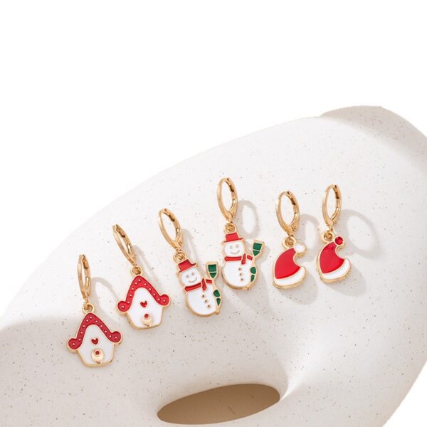 Wholesale Large hoop star bell earrings, small hoop multi-element combination Christmas earrings