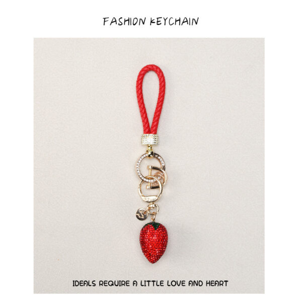 Wholesale Diamond Heart Keychain Full Diamond Car Key Pendant Jewelry Bag Strawberry Bow Love Hanging