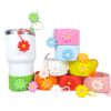 oly-d2fd1804d83e49ba49d0222dc0dfdfbb Wholesale Selling silicone insulated c sles, flower-decorated c holders, straw caps, and straws.