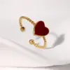 PVD Coated Real Gold Plated 18K Gold Heart Shape 304 Stainless Steel Cute Vintage Style Simple Style Waterproof Non Tarnish Open Rings