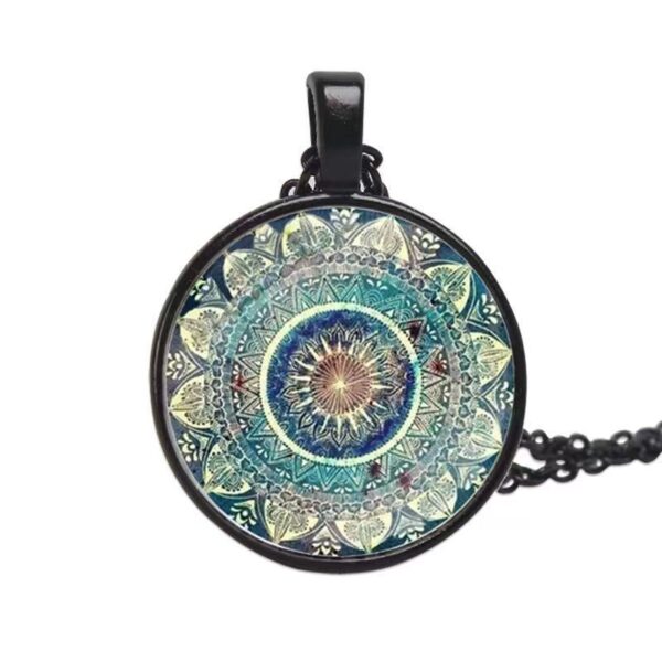 Wholesale European and American New Accessories, Mandala Yoga Time, Gemstone Necklace, Personalized Fashionable Glass Pendant, Versatile Necklace