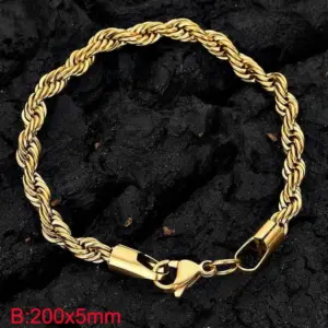 Gold (Width 5mm) / Bracelet 8 Inches (Length 20cm)
