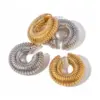 Wholesale C Shape Stripe Stainless Steel Classic Style Earrings