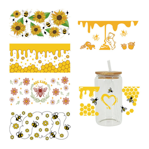 Wholesale Uv Transfer Sticker Glass Cup Crystal Label Crystal Sticker Cross-Border Exclusive for 16oz Glass Cup Special Sticker 23Cmx11Cm