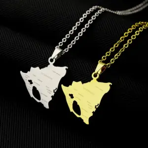 Wholesale Geometric Map 201 Stainless Steel 304 Stainless Steel Basic Modern Style Classic Style 304 Stainless Steel Pendant Necklace