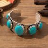 Wholesale Retro Ethnic Style Set Turquoise Bracelet Women's Simple Carved Bohemian Open Bracelet Jewelry