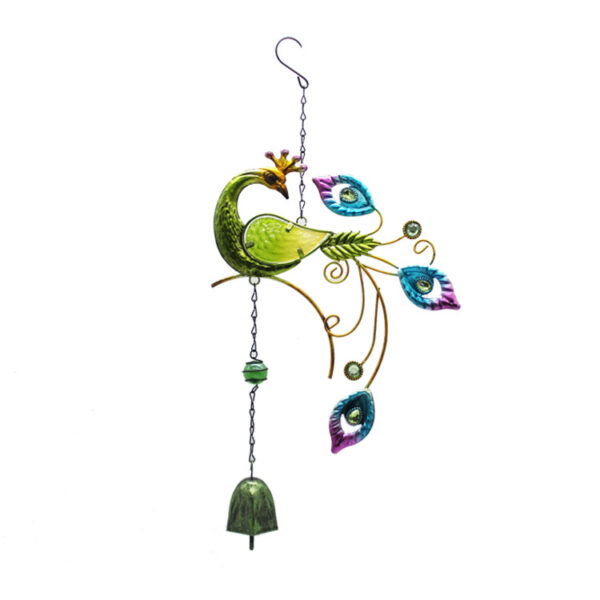 Wholesale Peacock Wind Bell Creative Metal Wind Bell Hanging Glass Painted Garden Balcony Pendant Factory St Cross-border Sply