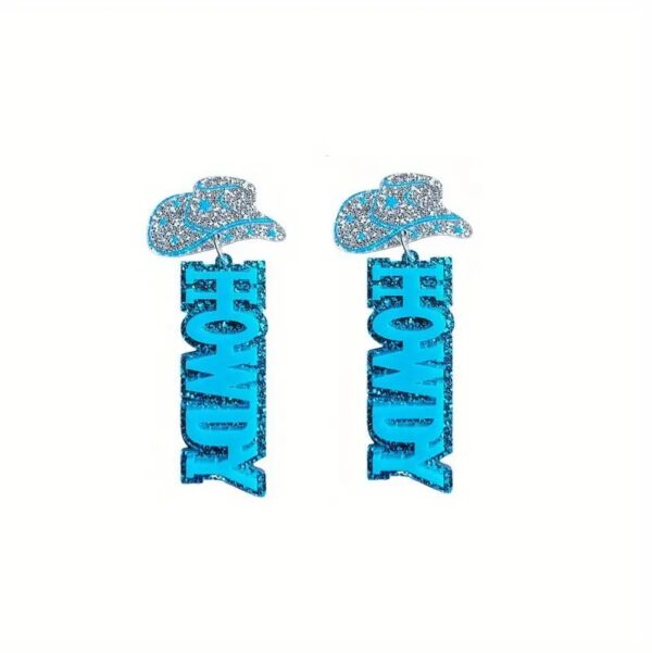 Wholesale Cross-border creative Western denim tribe acrylic HOWDY earrings female punk style hat earrings