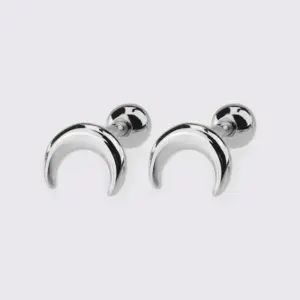 White Steel Moon Studs One