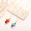 Wholesale Novelty Water Droplets Natural Stone Crystal Plating Inlay Natural Stone Gold Plated Pendant Necklace