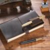 Wholesale Single-piece top-grain cowhide leather notebook pen holder