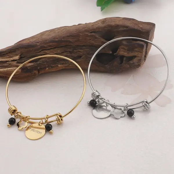 Wholesale PVD Coated 18K Gold Plated Letter Titanium Steel Fashion Waterproof Non Tarnish