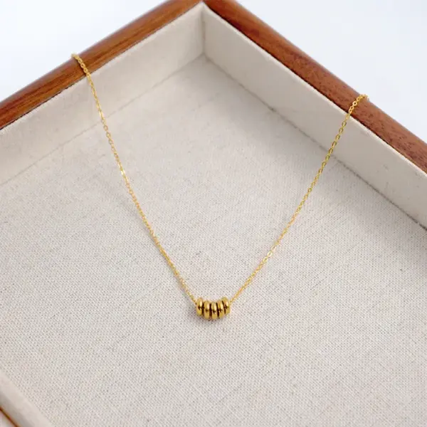 Ferroalloy Round Vacuum Plating Real Gold Plated Casual Simple Style Classic Style Waterproof Non Tarnish Beaded Cable Chain Gold Necklace