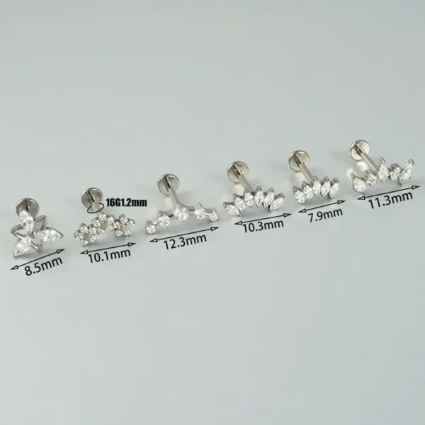 1 Piece Lip Rings Hip-Hop Arc Flower G23 Titanium Alloy Zircon Inlay Zircon 18K Gold Plated Lip Rings Ear Cartilage Rings & Studs