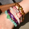 Wholesale Casual Heart Shape Natural Stone Beaded Chain Bracelets In Bulk