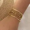 Wholesale PVD Coated 18K Gold Real Gold Plated Geometric Stainless Steel Simple Style Waterproof Non Tarnish 304 Stainless Steel Bracelets