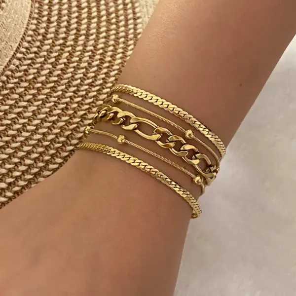 Wholesale PVD Coated 18K Gold Real Gold Plated Geometric Stainless Steel Simple Style Waterproof Non Tarnish 304 Stainless Steel Bracelets