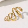 Wholesale PVD Coated Real Gold Plated 18K Gold Snake 304 Stainless Steel Elegant Simple Style Waterproof Non Tarnish Open Rings