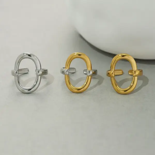 oly-d33a0b7e40b0a4e5911543daadfcf2d7 Wholesale PVD Coated Real Gold Plated 18K Gold Geometric 304 Stainless Steel Casual Simple Style Waterproof Non Tarnish Adjustable Ring