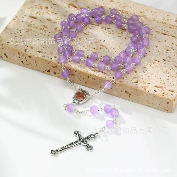 Wholesale 6mm glass bead cross rosary prayer chain