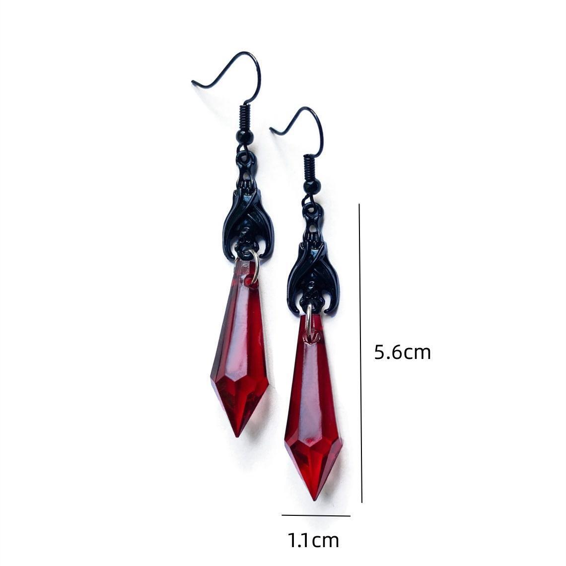 Wholesale Cross-border foreign trade Amazon Gothic jewelry black bat with red tearop earrings factory direct sales