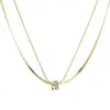 Wholesale Luxurious U-shaped Geometric Pattern Heart-shaped Electroplated (Including Color-retaining Layer) Two-layer Titanium Steel Necklace For Women Non-fading Tassel Jewelry Gift