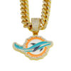 Wholesale Colorful Dolphin Pendant for Men Hip Hop Diamond Cuban Necklace