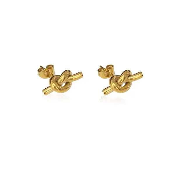 Wholesale 1 Pair Fashion Knot Titanium Steel Plating Ear Studs