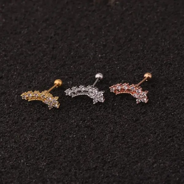 316L Stainless Steel Copper Zircon Ear Cartilage Rings & Studs Flower Waterproof Non Tarnish Surgical Steel