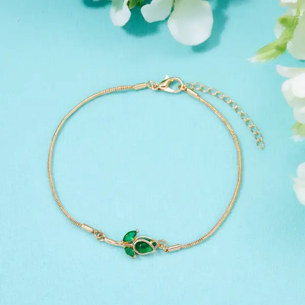 Wholesale Simple Style Flower Stainless Steel Plating Inlay Rhinestones Bracelets