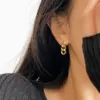 Wholesale PVD Coated Real Gold Plated 18K Gold Solid Color 304 Stainless Steel Retro Simple Style Waterproof Non Tarnish Drop Earrings