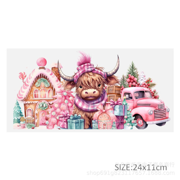 Wholesale Cute Animal Christmas Pink 16oz Cup UV DTF Wraps