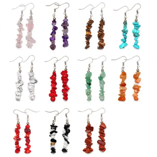 1 Pair Retro Irregular Plating Natural Stone Drop Earrings
