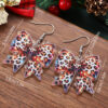 Wholesale Acrylic Christmas Lights Leopard Print Bow Earrings