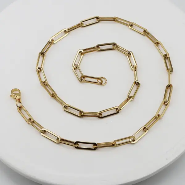 Wholesale Rack Plated Long-Lasting Plated Vacuum Plating Gold Plated Paper Clip 304 Stainless Steel Simple Style 304 Stainless Steel Necklace