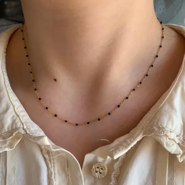 Wholesale PVD Coated Real Gold Plated 16K White Plating Color Block 304 Stainless Steel Casual Modern Style Waterproof Non Tarnish Necklace