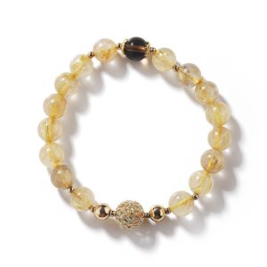 Golden Hair Crystal Hollow Ball Tea Crystal Bracelet