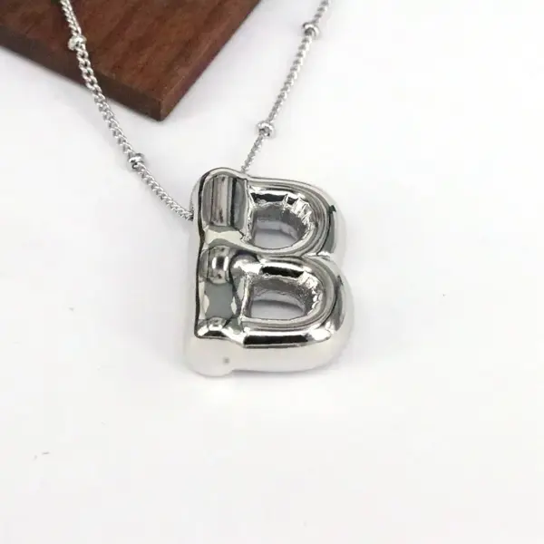 Wholesale Hip-hop Simple Style Classic Style Letter Copper Silver Plated Pendant Necklace In Bulk