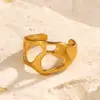Wholesale Ion Plating (IP) 18K Gold Plated Irregular 304 Stainless Steel Elegant Glam Hip-Hop Waterproof Non Tarnish Open Rings